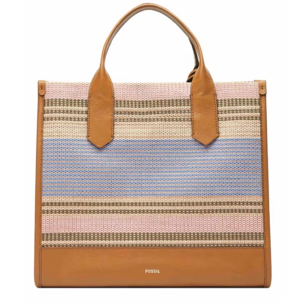 NWOT Fossil Kyler Women's Striped Multi-color Tote Bag with Detachable Strap